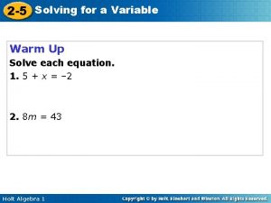 2 5 Solving for a Variable Warm Up