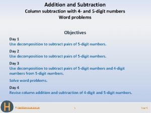 Addition and Subtraction Column subtraction with 4 and
