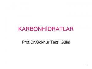 KARBONHDRATLAR Prof Dr Gknur Terzi Glel 1 KARBONHDRATLAR