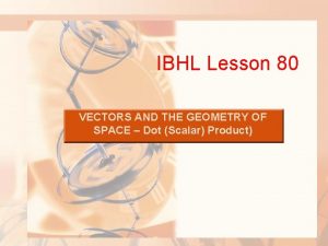 IBHL Lesson 80 VECTORS AND THE GEOMETRY OF