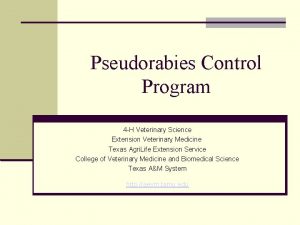 Pseudorabies Control Program 4 H Veterinary Science Extension