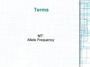Terms MT Allele Frequency Frequency Def how often