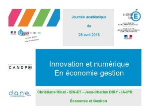 Journe acadmique du 28 avril 2016 Innovation et