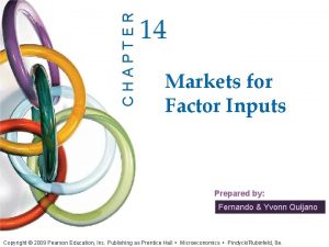 CHAPTER 14 Markets for Factor Inputs Prepared by