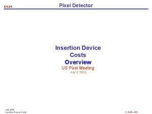 ATLAS Pixel Detector Insertion Device Costs Overview US