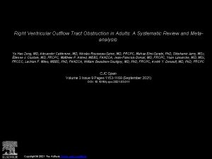 Right Ventricular Outflow Tract Obstruction in Adults A