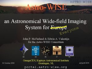 AstroWISE an Astronomical Widefield Imaging System for Europe
