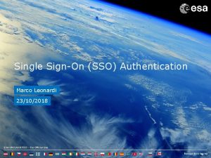 Single SignOn SSO Authentication Marco Leonardi 23102018 ESA