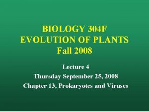 BIOLOGY 304 F EVOLUTION OF PLANTS Fall 2008