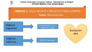 Instituto Inmaculada Concepcin Valdivia Departamento de Religin OCTAVO