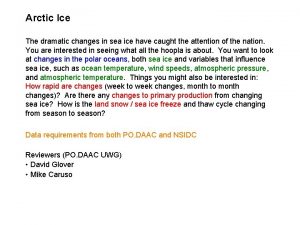 Arctic Ice The dramatic changes in sea ice