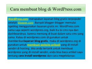 Cara membuat blog di Word Press com merupakan