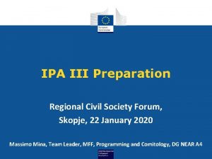 IPA III Preparation Regional Civil Society Forum Skopje