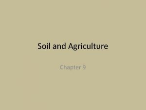 Soil and Agriculture Chapter 9 Soil The Foundation