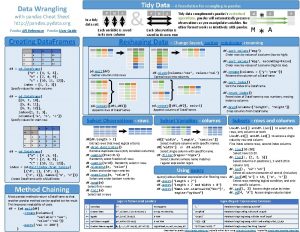 Tidy Data A foundation for wrangling in pandas