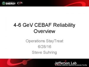 4 6 Ge V CEBAF Reliability Overview Operations