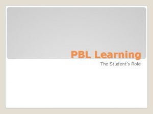 PBL Learning The Students Role Grouping students takes