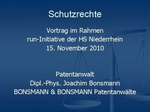 Schutzrechte Vortrag im Rahmen runInitiative der HS Niederrhein