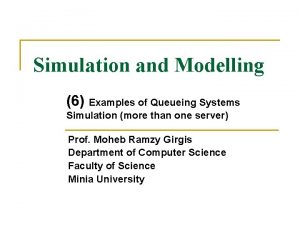 Simulation and Modelling 6 Examples of Queueing Systems