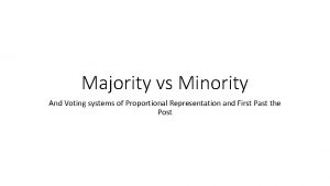 Majority vs Minority And Voting systems of Proportional