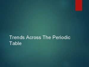 Trends Across The Periodic Table Periodic Table Periodic