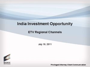 India Investment Opportunity ETV Regional Channels July 18