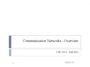 Communication Networks Overview CSE 3213 Fall 2011 1