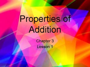 Properties of Addition Chapter 3 Lesson 1 Three