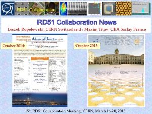 Leszek Ropelewski CERN Switzerland Maxim Titov CEA Saclay