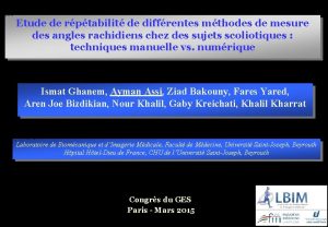 Etude de rptabilit de diffrentes mthodes de mesure