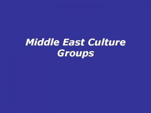 Middle East Culture Groups Questions to Ponder 1