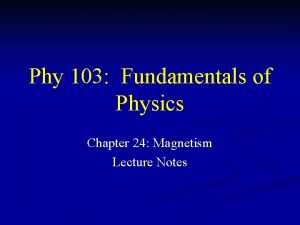 Phy 103 Fundamentals of Physics Chapter 24 Magnetism