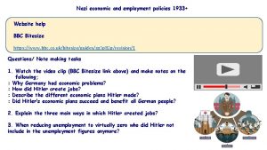 Nazi economic and employment policies 1933 Website help