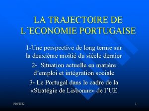 LA TRAJECTOIRE DE LECONOMIE PORTUGAISE 1 Une perspective