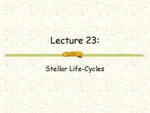 Lecture 23 Stellar LifeCycles A Stars life The