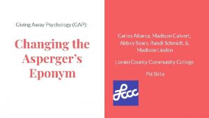 Giving Away Psychology GAP Changing the Aspergers Eponym
