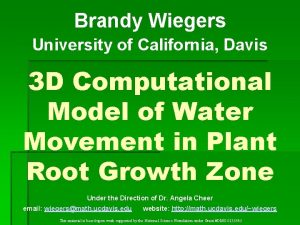 Brandy Wiegers University of California Davis 3 D