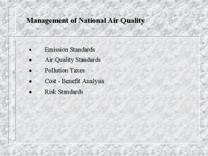 Management of National Air Quality Emission Standards Air