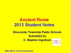 Ancient Rome 2013 Student Notes Gloucester Township Public
