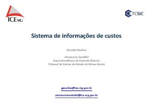 Sistema de informaes de custos Geraldo Paulino Assessoria