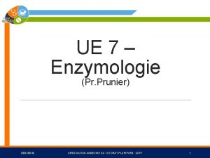 UE 7 Enzymologie Pr Prunier 23012019 ASSOCIATION ANGEVINE