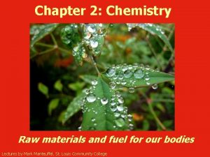 Chapter 2 Chemistry Raw materials and fuel for