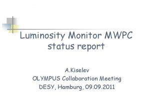 Luminosity Monitor MWPC status report A Kiselev OLYMPUS