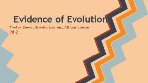 Evidence of Evolution Taylor Zewe Brooke Loomis Allison