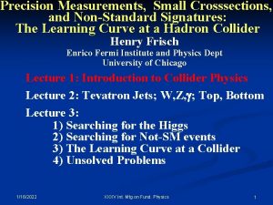 Precision Measurements Small Crosssections and NonStandard Signatures The