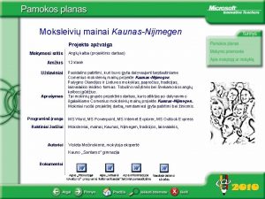 Moksleivi mainai KaunasNijmegen Projekto apvalga Mokymosi sritis Amius