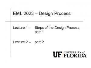 EML 2023 Design Process Lecture 1 Steps of