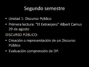 Segundo semestre Unidad 1 Discurso Pblico Primera lectura