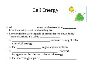 Cell Energy All must be able to obtain
