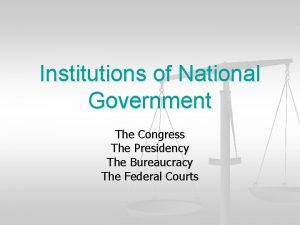 Institutions of National Government The Congress The Presidency